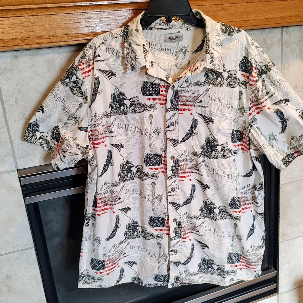 AMERICAN LEGACY We the People Patriotic Cotton Short Sleeve Shirt Size XL